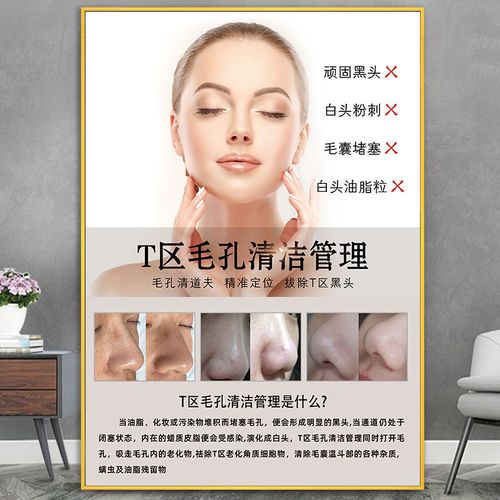 毛孔清洁海报面部护理图片美容院毛囊清洁术挂画脸部皮肤清洁广告